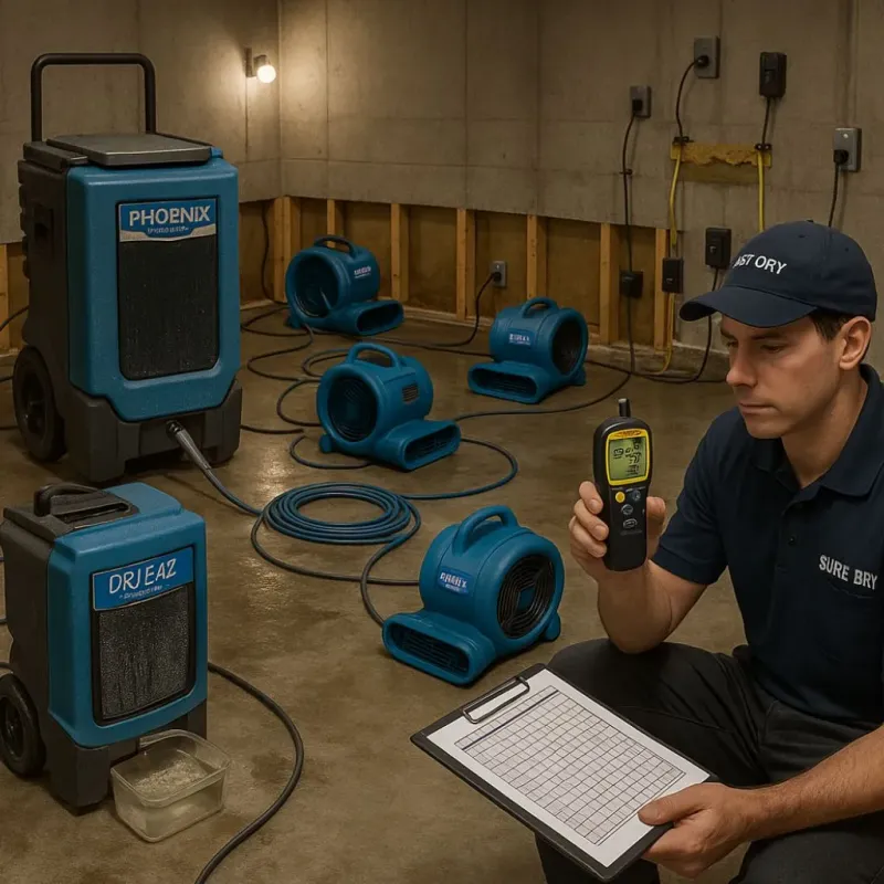 Structural Drying and Dehumidification process in Porterville, CA
